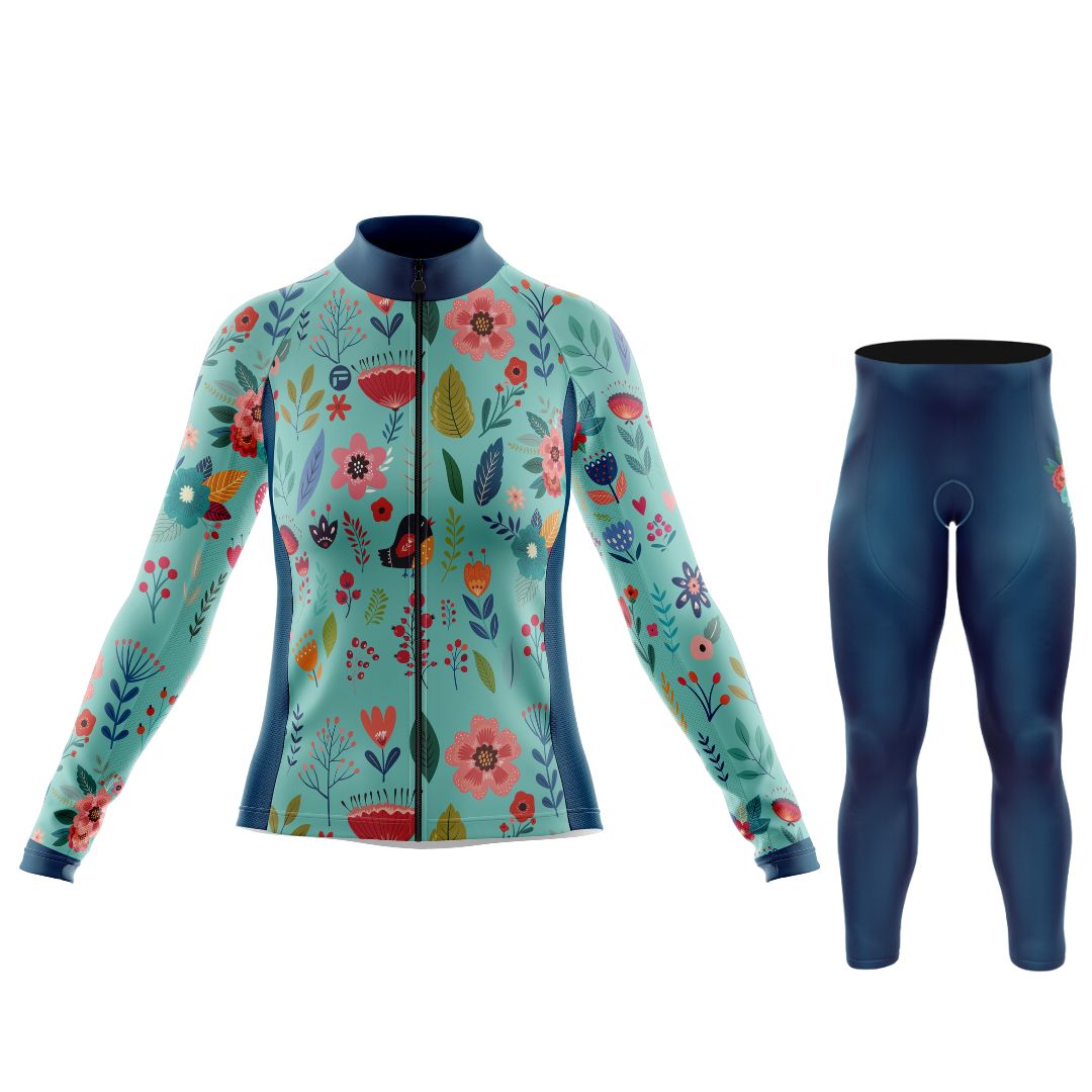 Blooming Garden | Conjunto de ciclismo de manga larga para mujer
