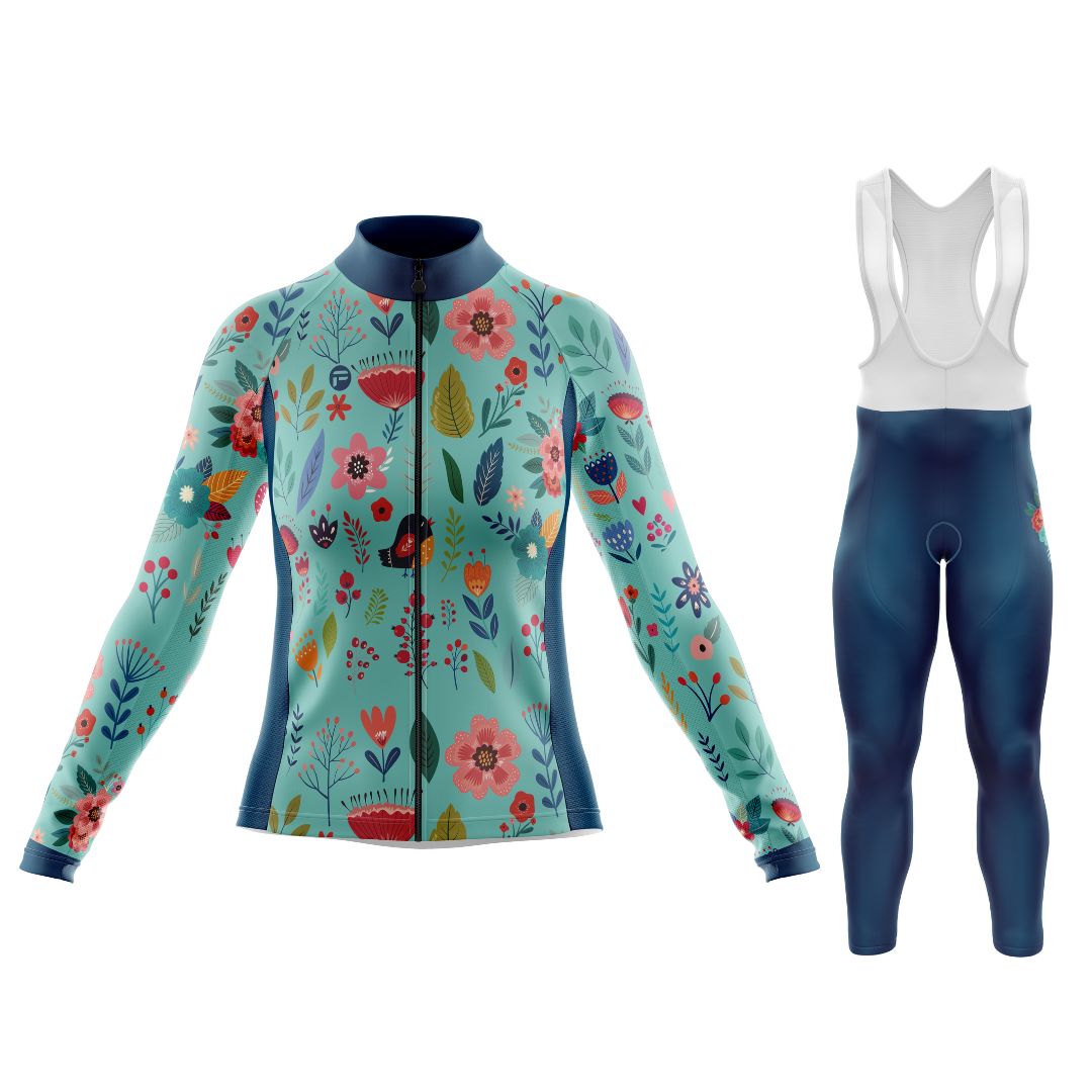Blooming Garden | Conjunto de ciclismo de manga larga para mujer