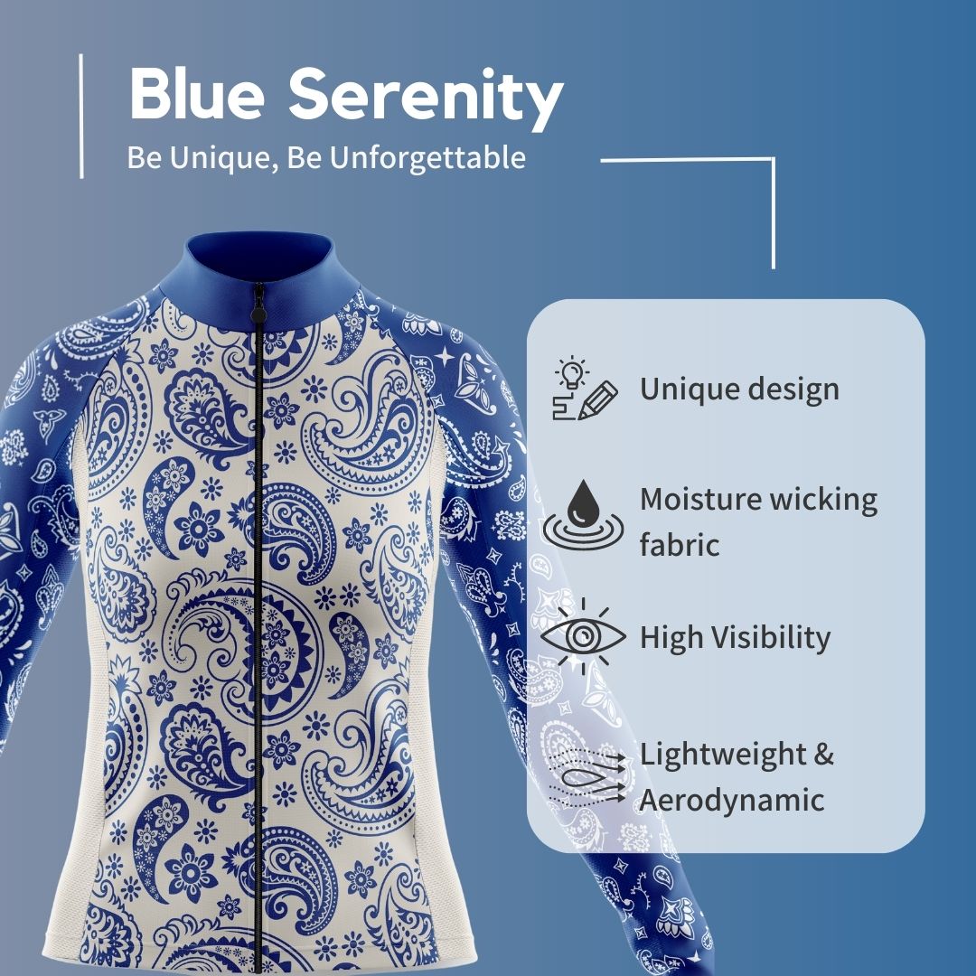 Blue Serenity |  Women's Cycling Jersey in Blue and white colors with a pattern that reflect serenity