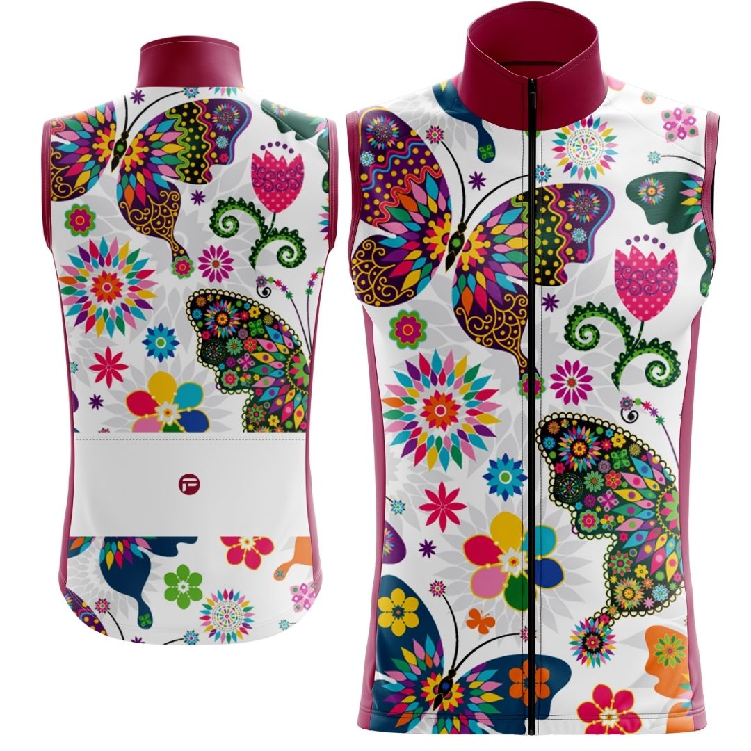 Butterfly Flutter: A sleeveless cycling jersey that lets you fly with the butterflies. Breathable and comfortable.