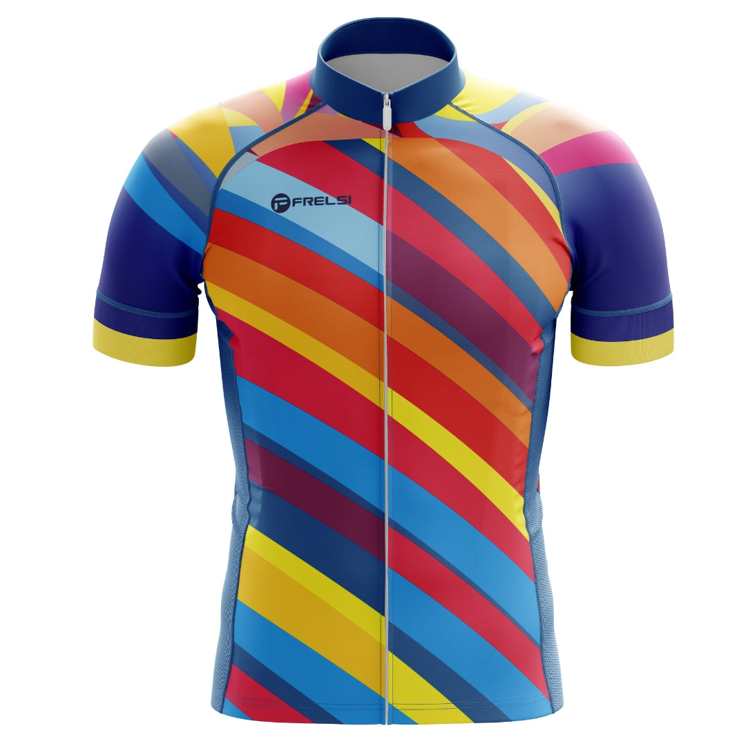 Colorful short cycling jersey for men with a many colors , called 'Color Carnival'Colorful short cycling jersey for men with many colors , called 'Color Carnival'