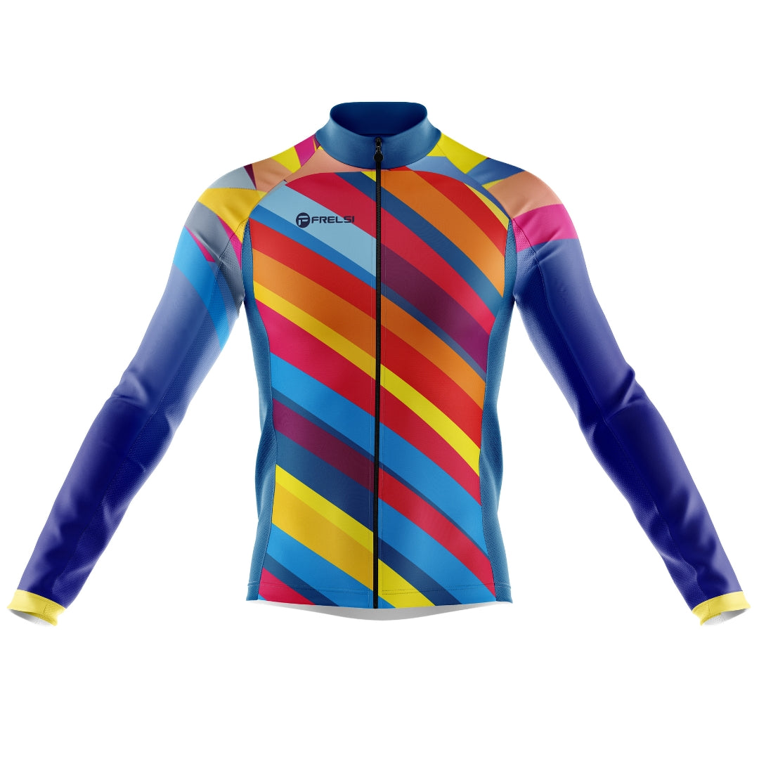 Colorful long cycling jersey for men with a many colors , called 'Color Carnival'