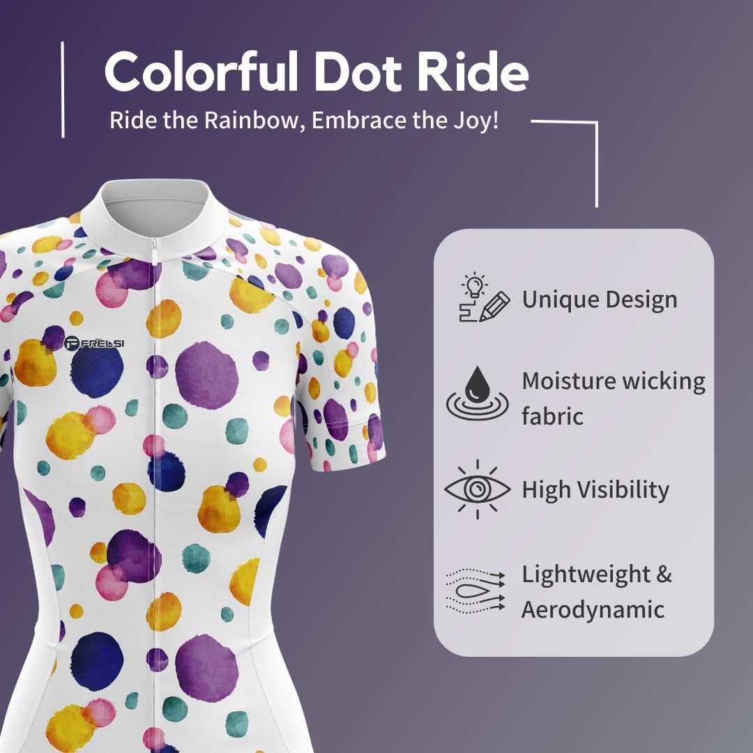 Colorful Dot Ride Cycling Jersey Highlights | Women's Short Sleeve Jersey | Facts & Features