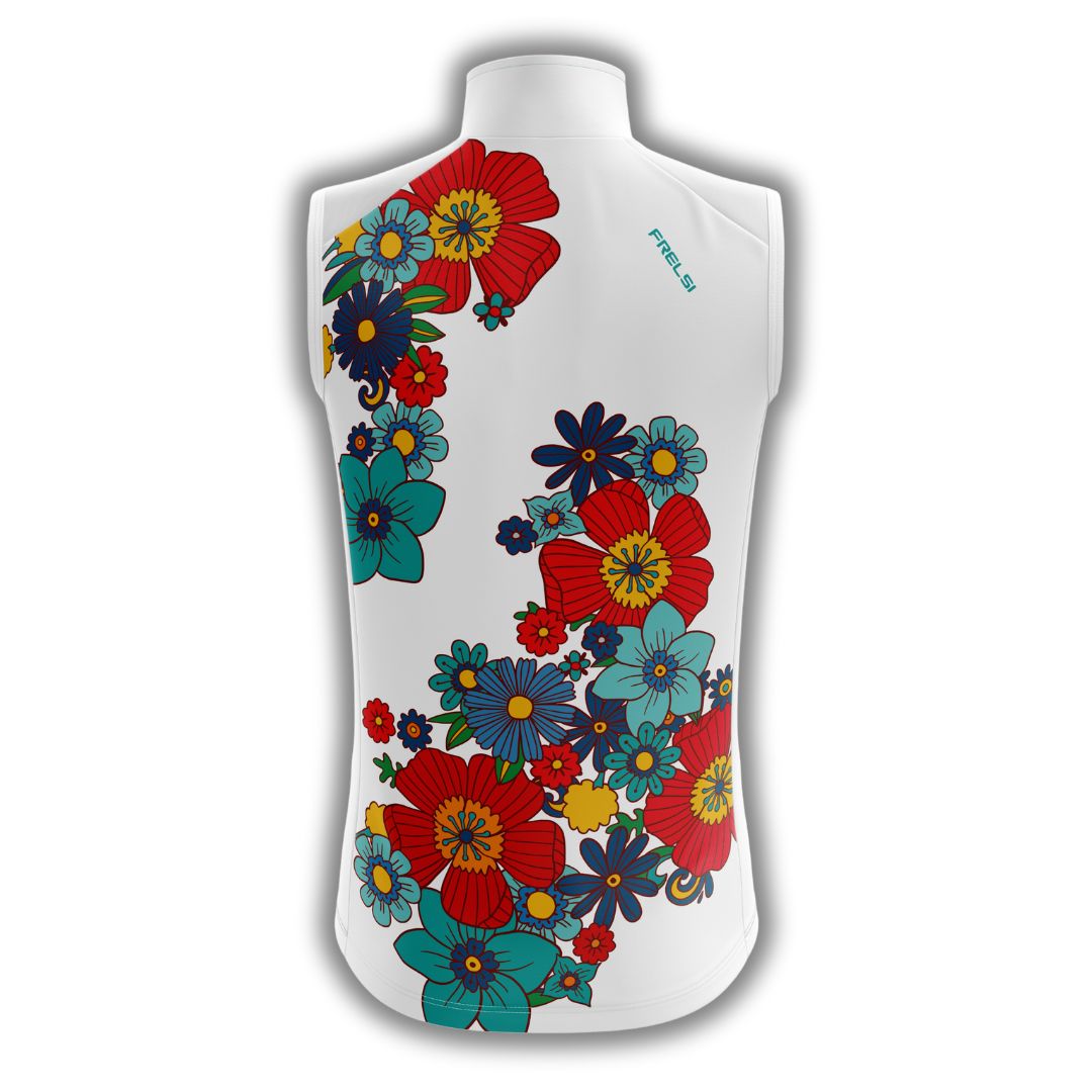 Colorful Flowers | Sleeveless Cycling Jersey Back