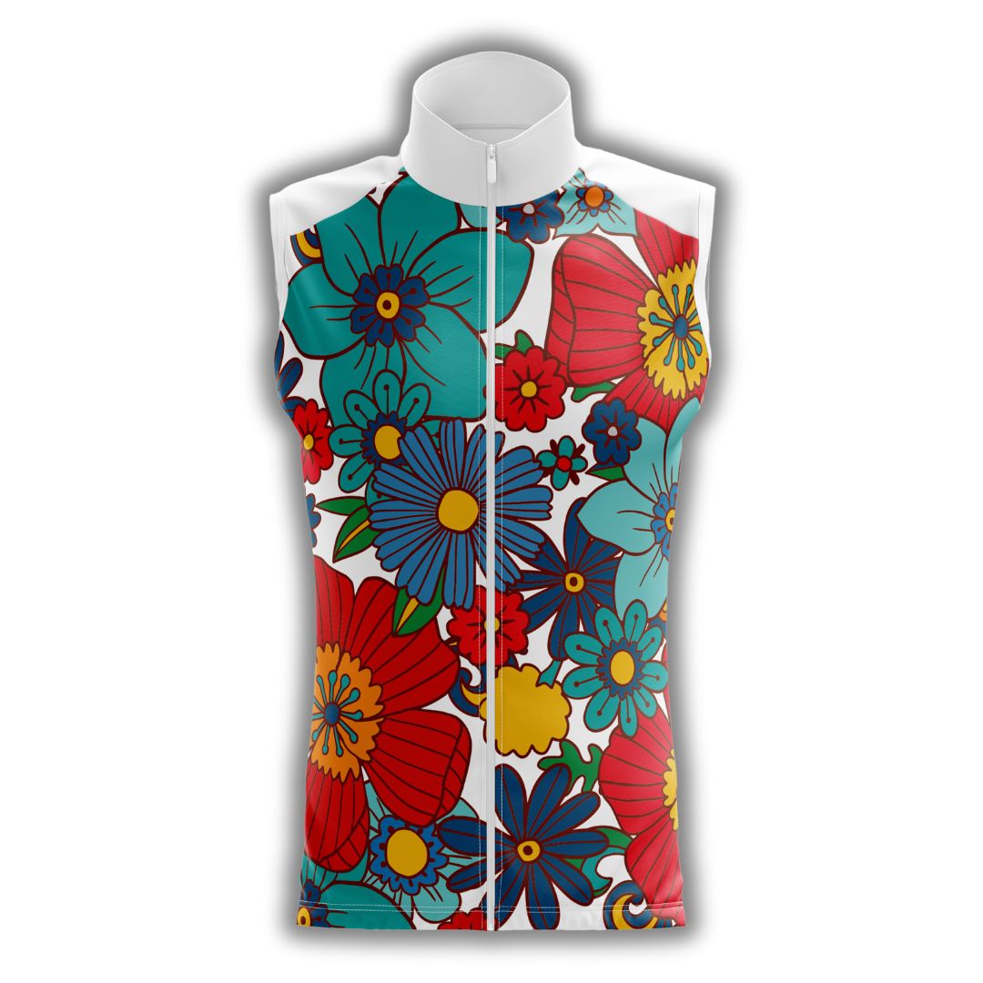Colorful Flowers | Sleeveless Cycling Jersey Front