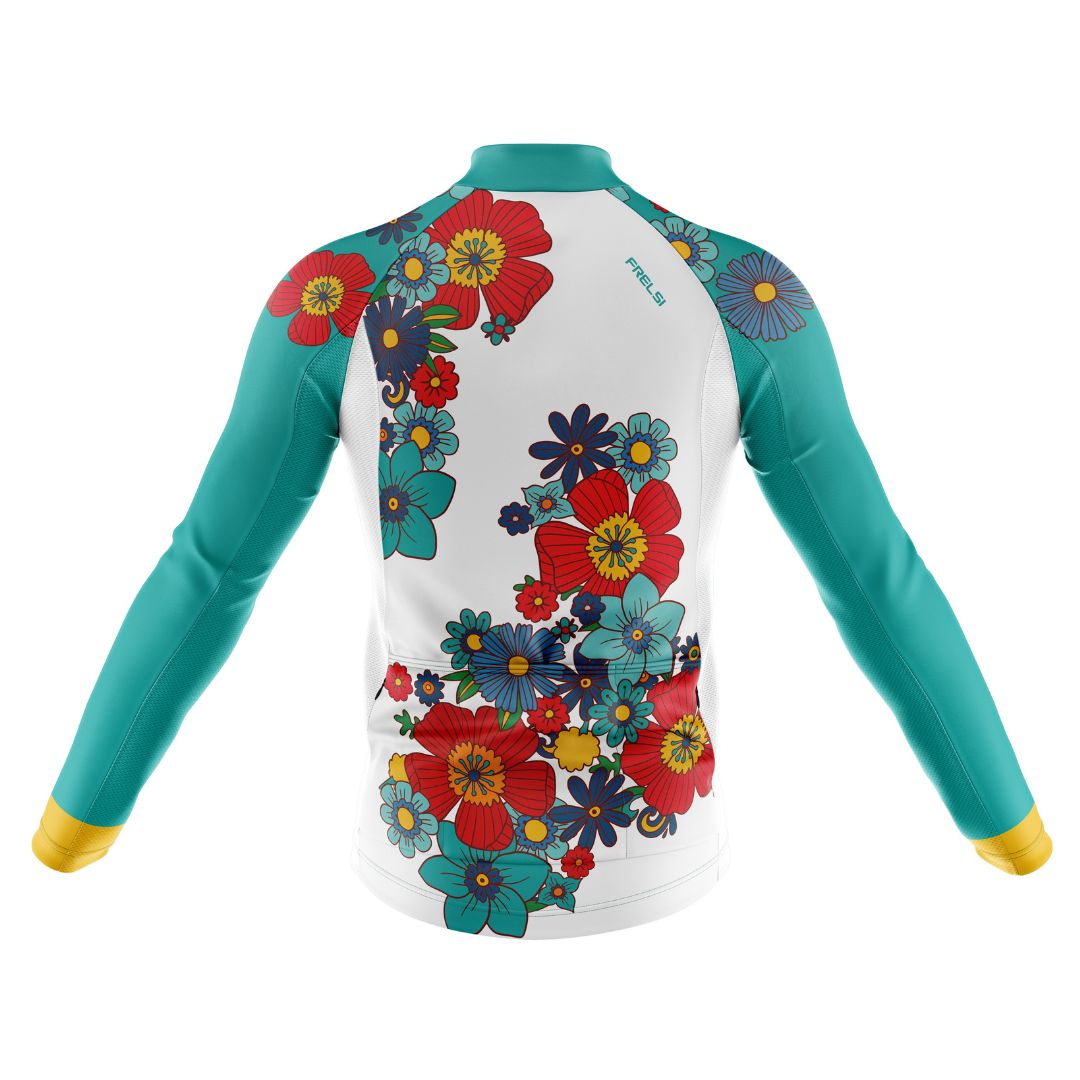 Conjunto de ciclismo de manga larga para mujer con flores de colores