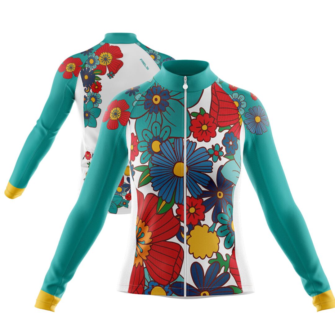 Colorful Flowers | Women's Long Sleeve Cycling Set