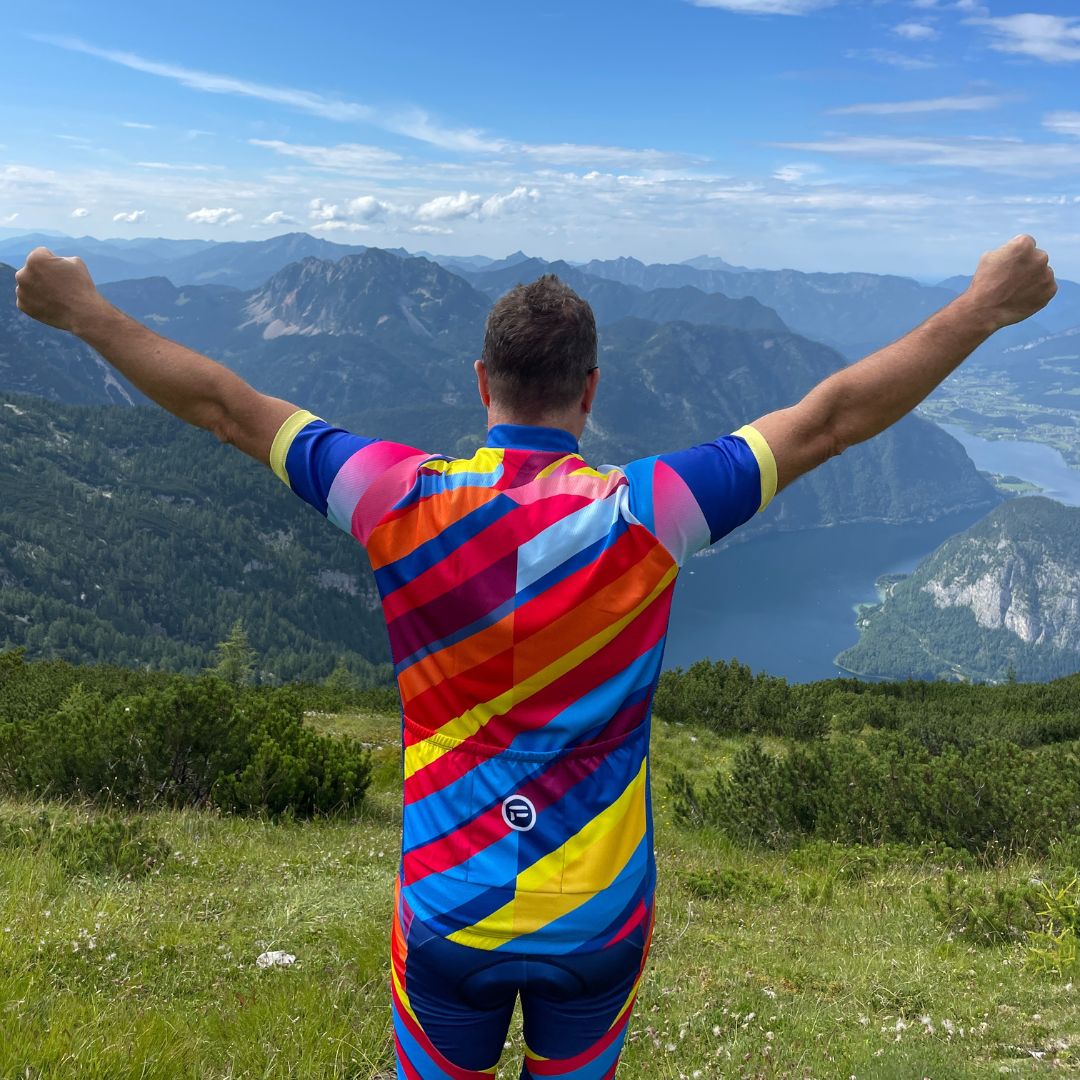 A Cyclist of FRELSI Cycling on top of the mountain