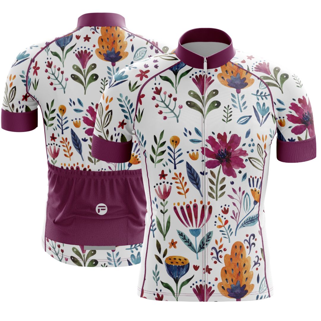 Garden Art Men's Cycling Jersey featuring vibrant floral design