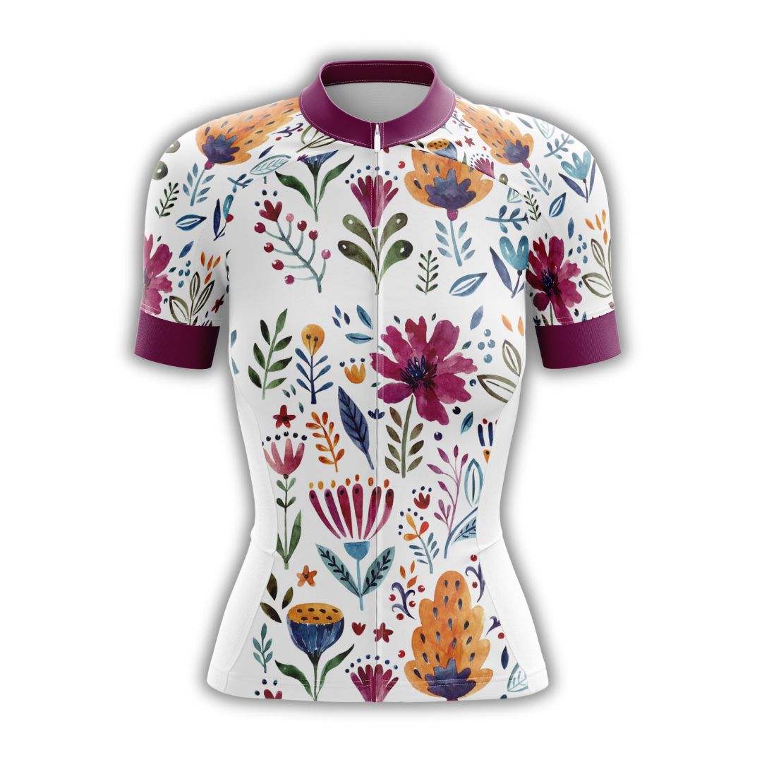 Garden Art Cycling Jersey featuring vibrant floral design