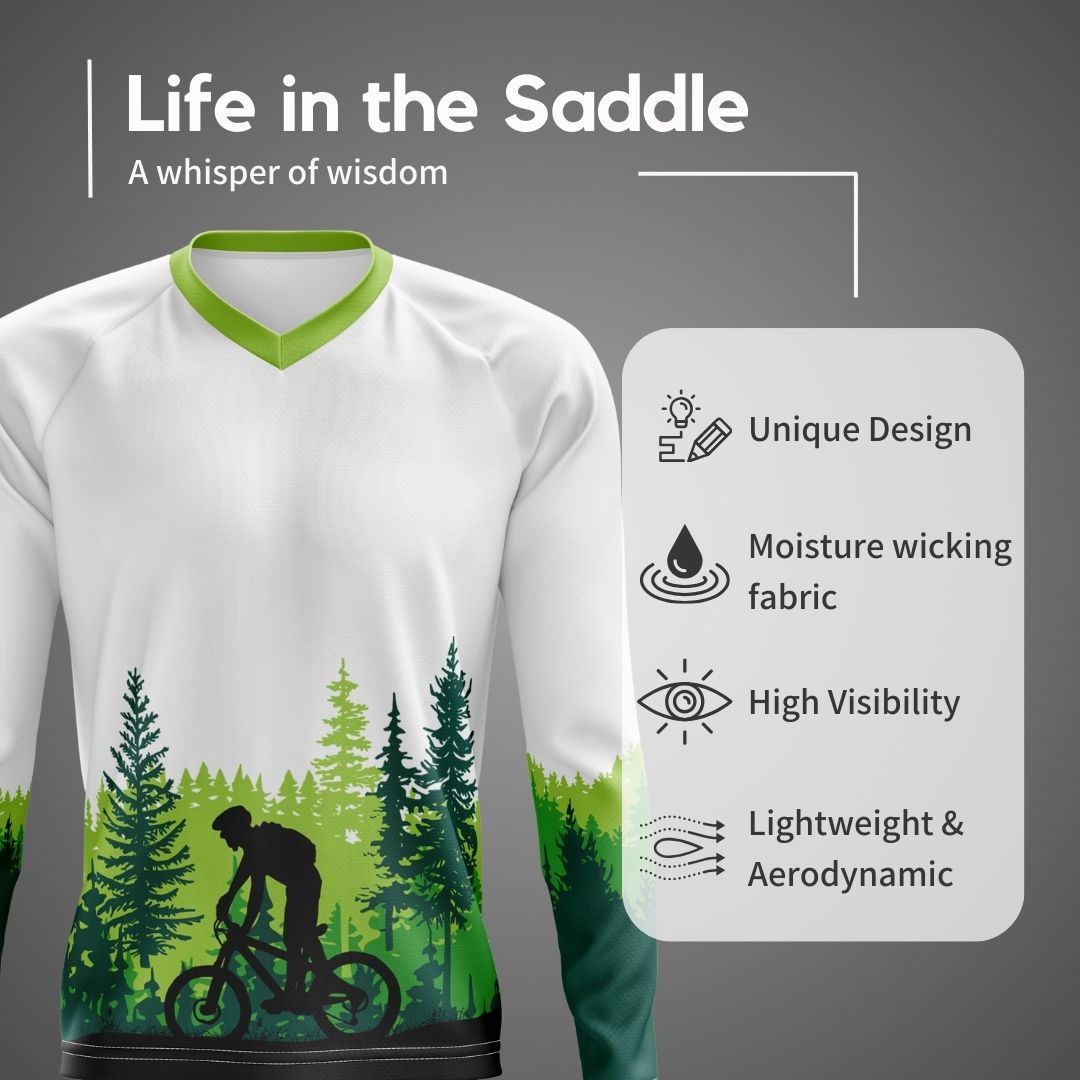 A lone cyclist rides through a sun-dappled forest, finding flow and balance in the rhythm of their movement.