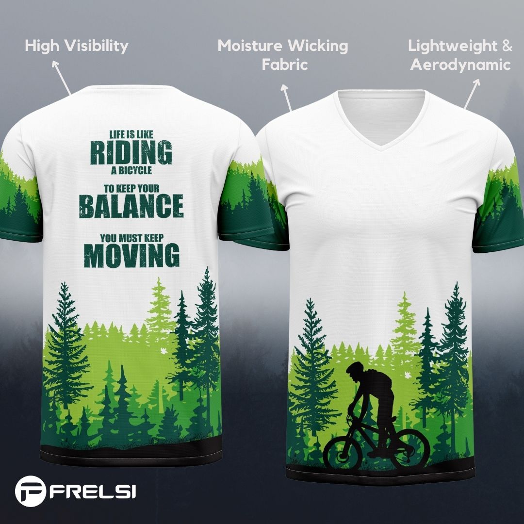 Life in the Saddle: high-performance cycling jersey with bold design and breathable fabric.