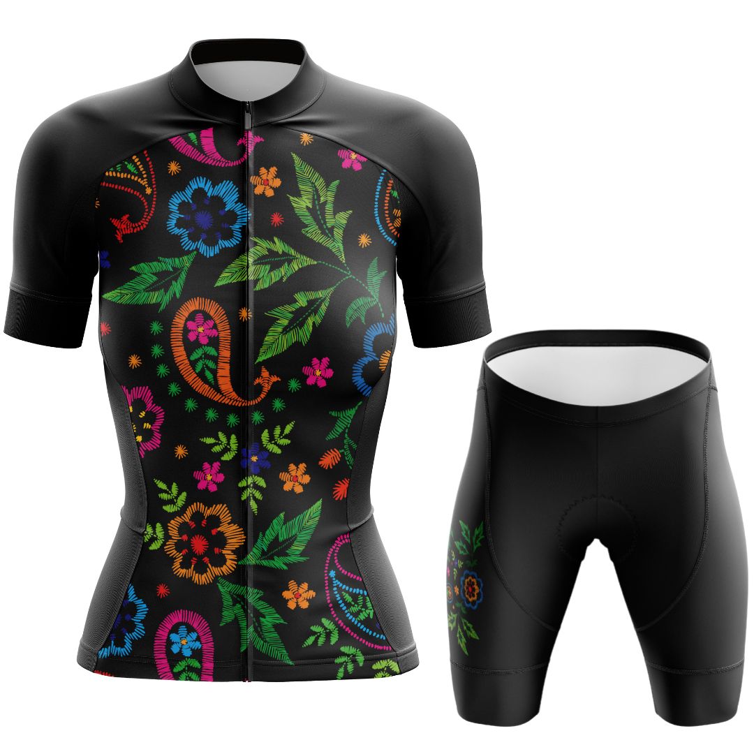 Midnight Bloom| Women's Short Sleeve Cycling Set