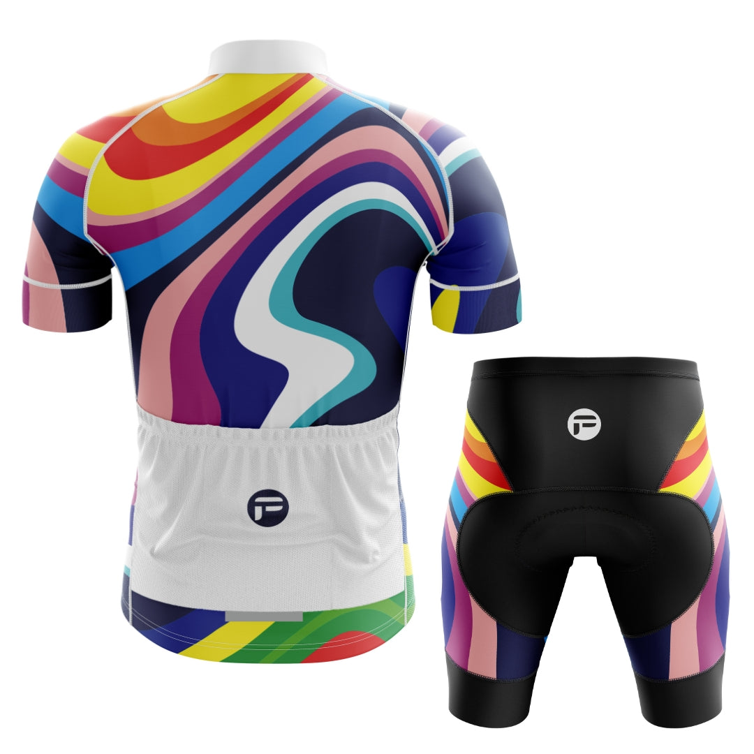 Colorful cycling set with a spectrum of hues, called 'My Rainbow Sprint"