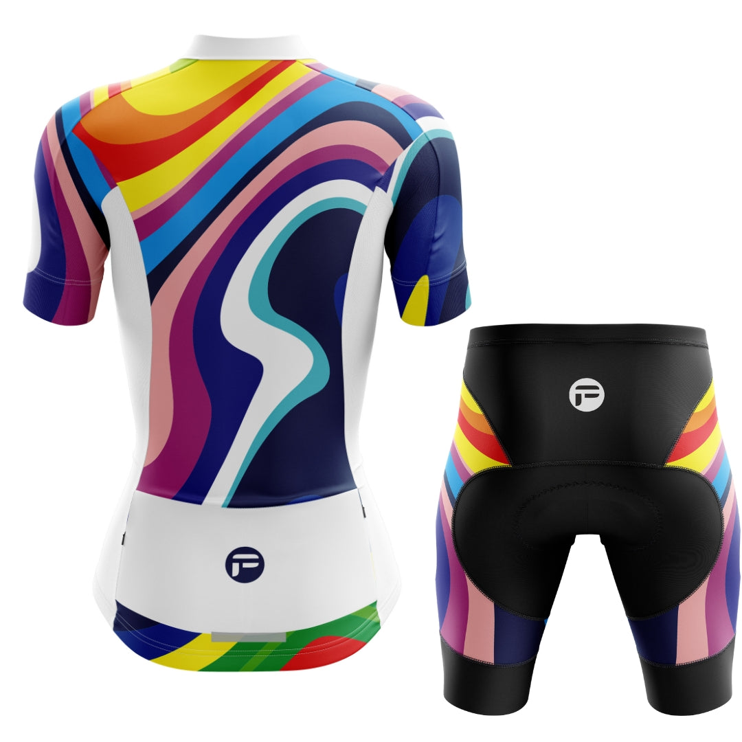 Colorful cycling Set with a spectrum of hues, called 'My Rainbow Sprint'