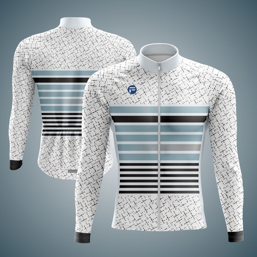 Men's Neo Stripes Long Sleeve Cycling Jersey with a sleek, tech-inspired design and bold linear patterns for a futuristic look