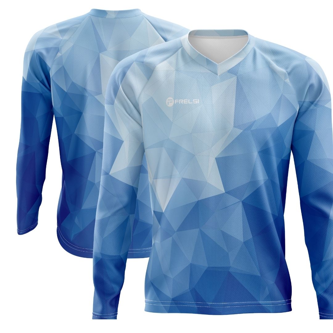 Ocean Blue: A long-sleeve MTB cycling jersey in a cool, refreshing blue color.