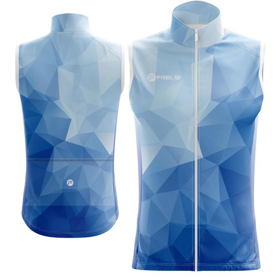 Feel the freedom of the open road (or trail) with the Ocean Blue sleeveless cycling jersey. Breathable and cool.