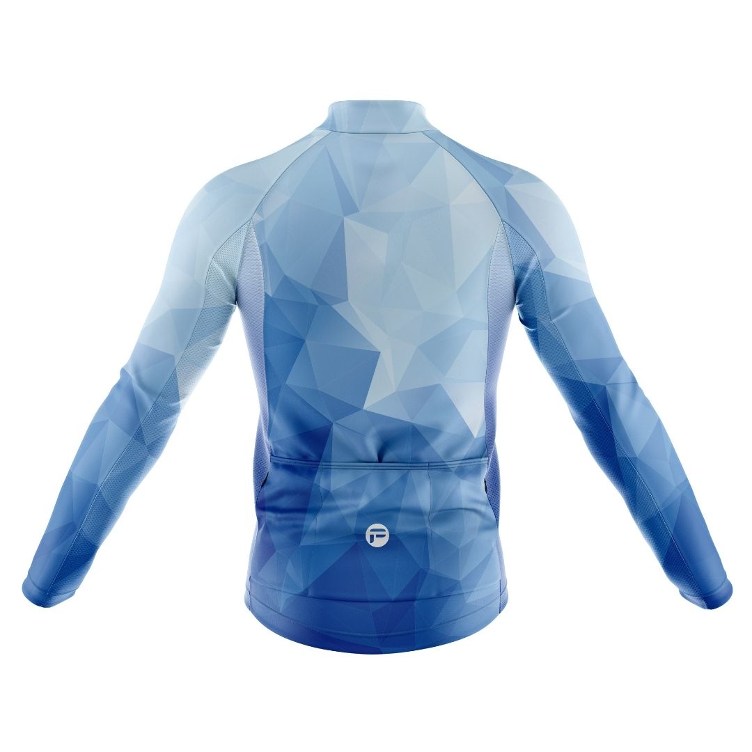 Ocean Blue | Men's Long Sleeve Cycling Jersey Back Image