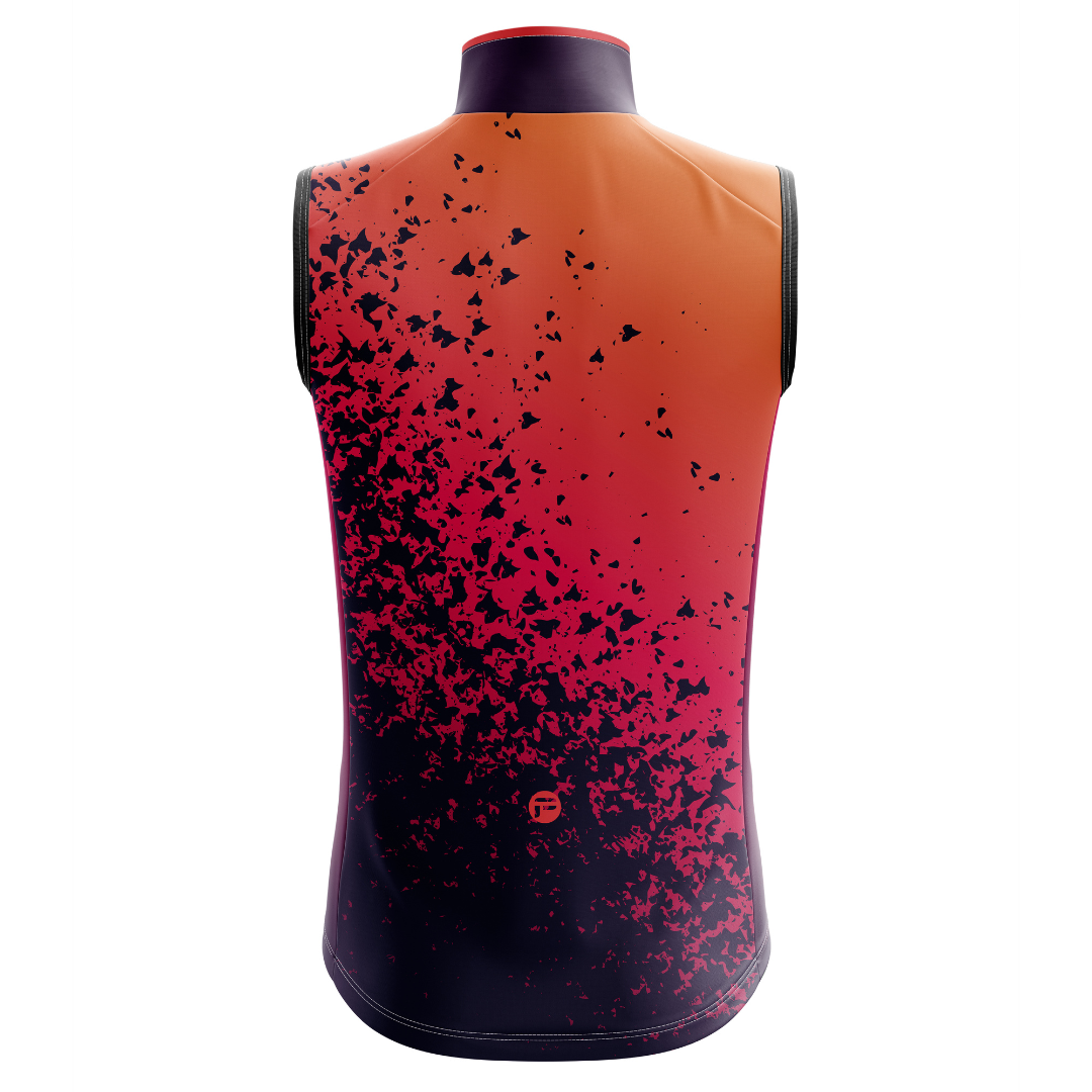 Ride in Style with the Orange Volcano sleeveless cycling jersey. Breathable and bursting with vibrant energy