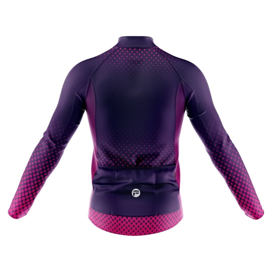 Purple Dot Ride | Men's Long Sleeve Cycling Jersey Back Image