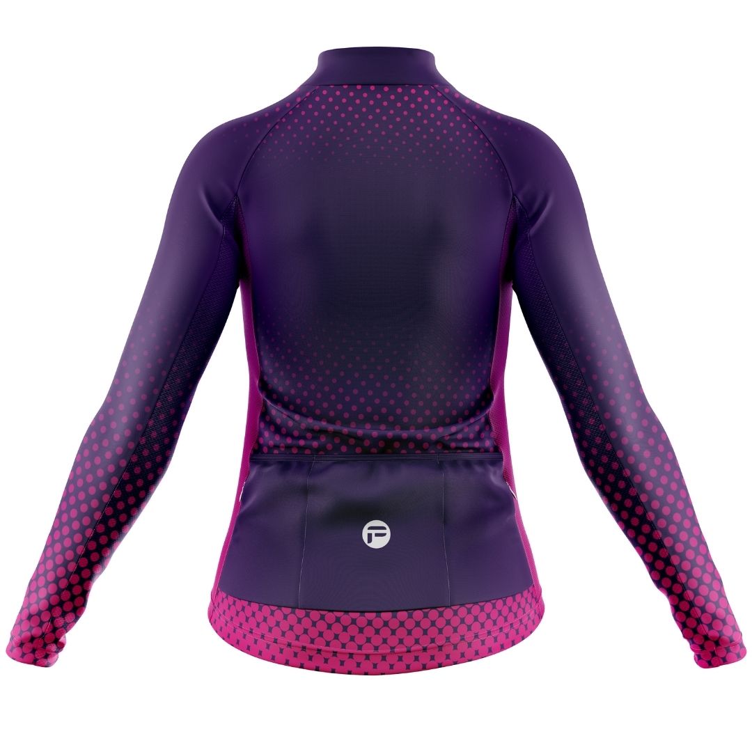 Purple Dot Ride | Women's Long Sleeve Cycling Jersey Back Image