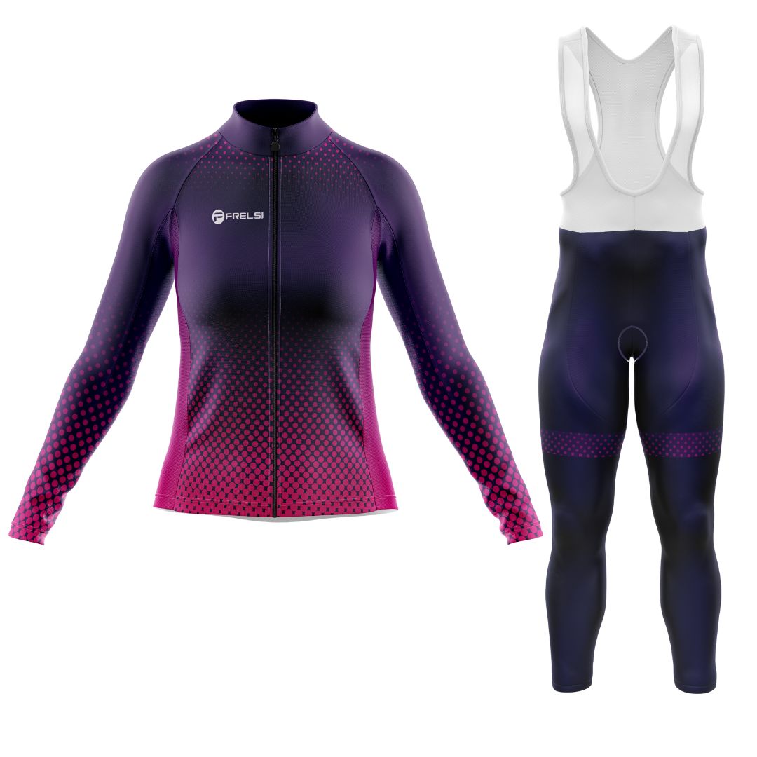 Purple Dot Ride | Women's Long Sleeve Cycling Set with bib