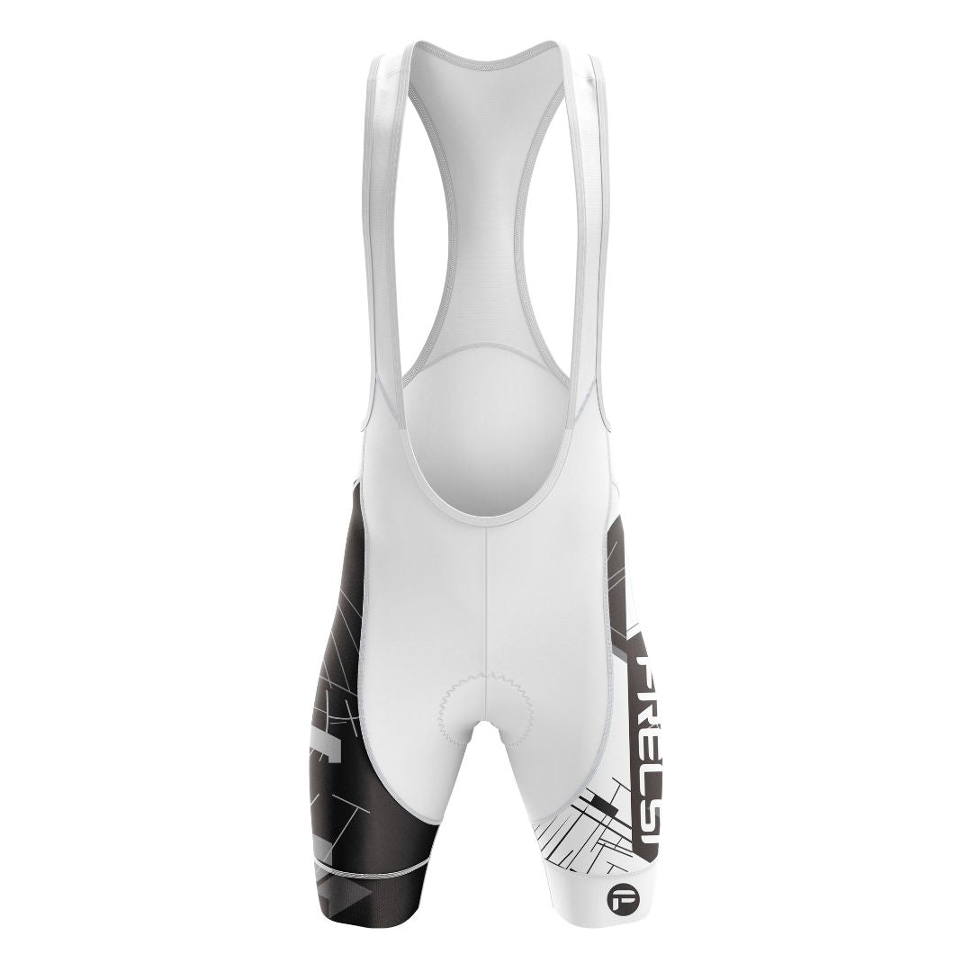 Stylish and high-performance bib shorts with breathable fabric and a bold, tech-inspired design.