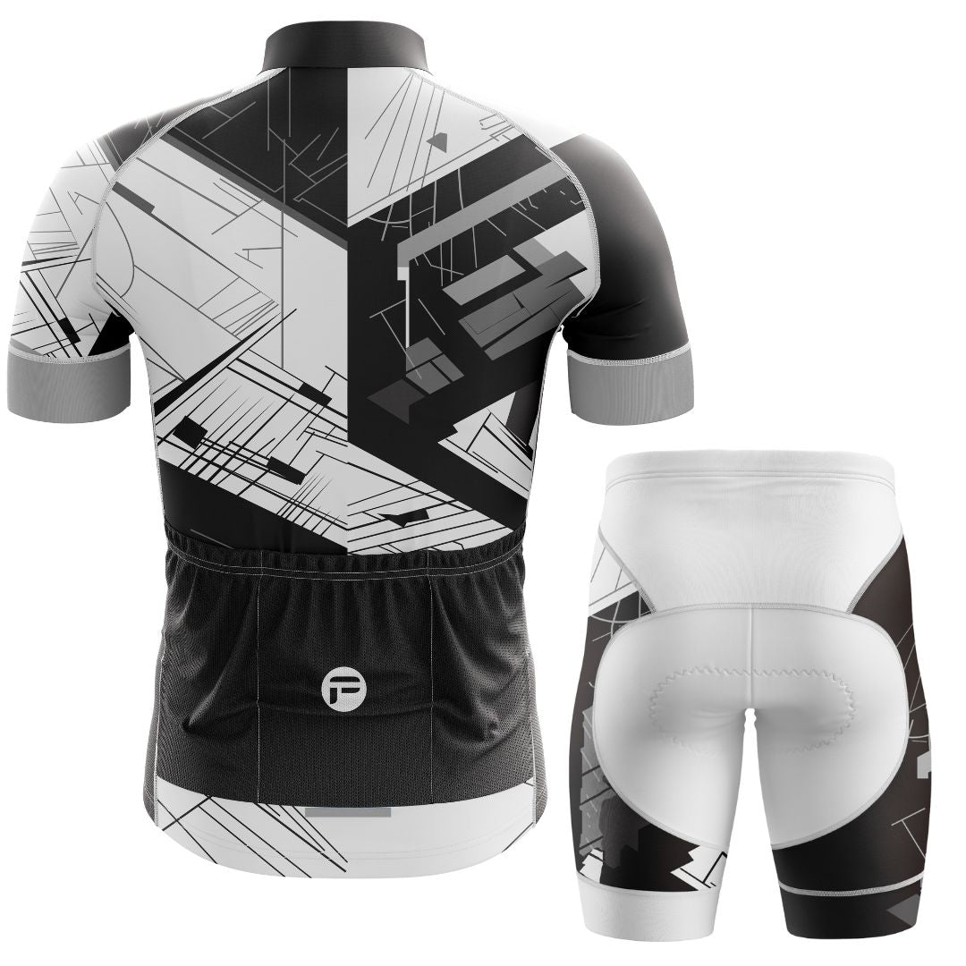 Urban Motion men's short sleeve cycling set with a sleek, modern aesthetic and moisture-wicking fabric for ultimate comfort.