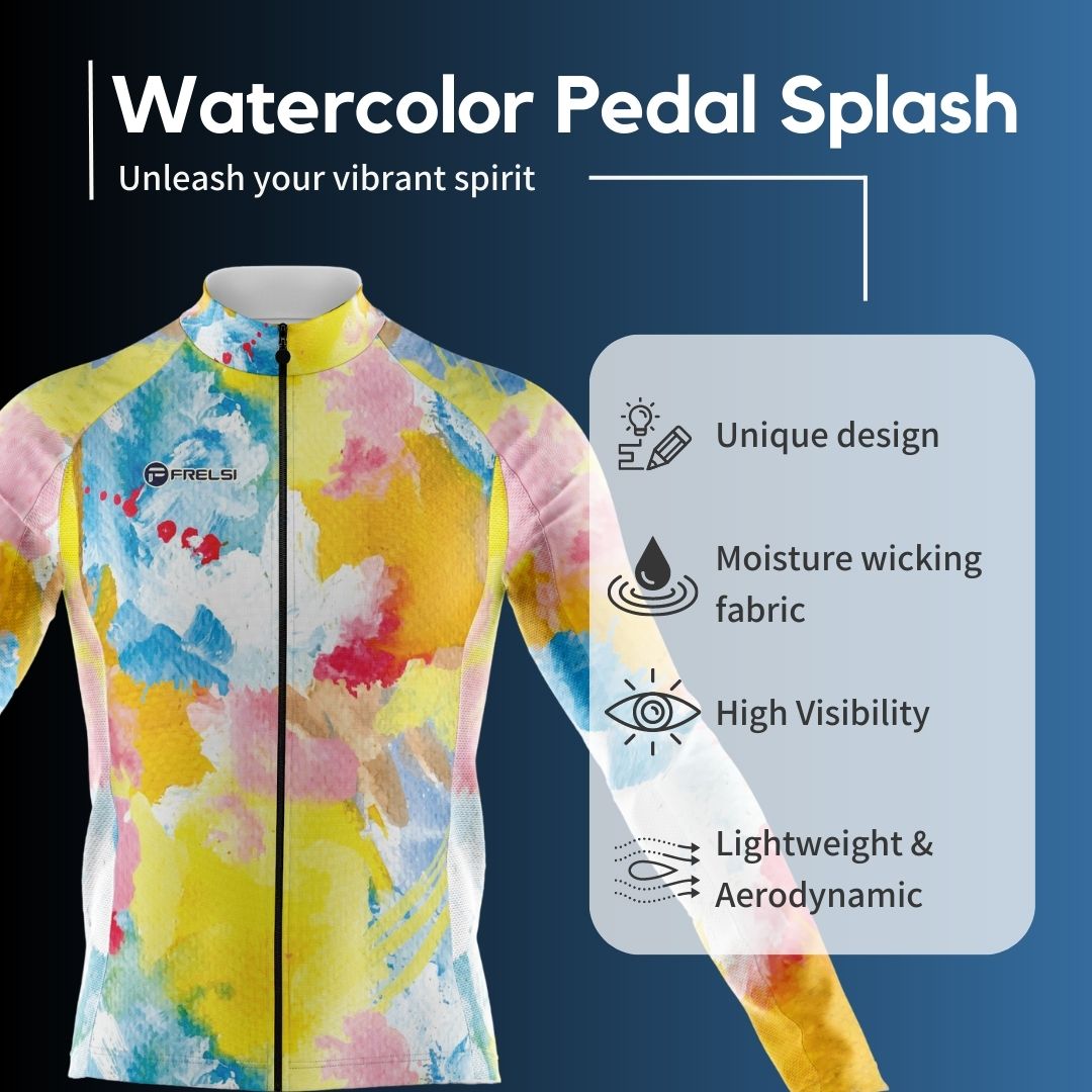 Facts & Features about Men's Long Sleeve Cycling Jersey with Rainbow Watercolors Splash