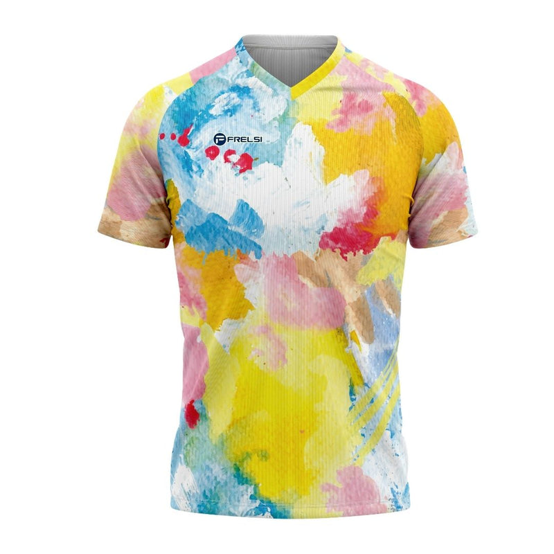 "Watercolor Pedal Splash" cycling jersey: A wearable piece of art for cyclists. Unique watercolor design, breathable, and moisture-wicking.