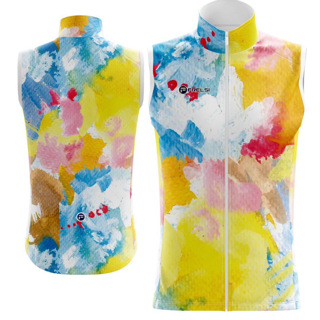 Sleeveless Cycling Jersey with Rainbow Watercolors Splash