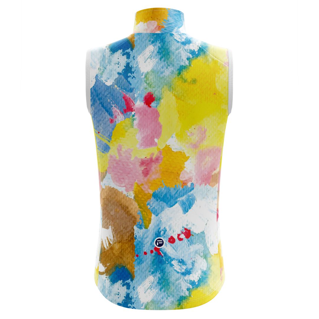 Sleeveless Cycling Jersey with Rainbow Watercolors Splash