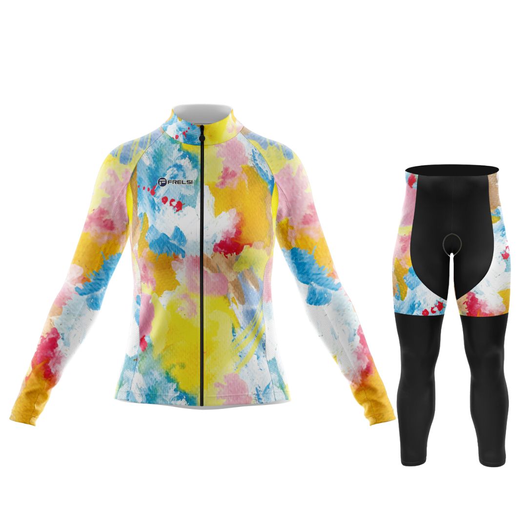 Watercolor Pedal Splash | Women's Long Sleeve Cycling Set