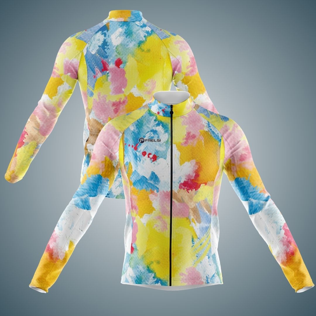 Watercolor Pedal Splash | Men's Long Sleeve Cycling Jersey with unique design by Frelsi