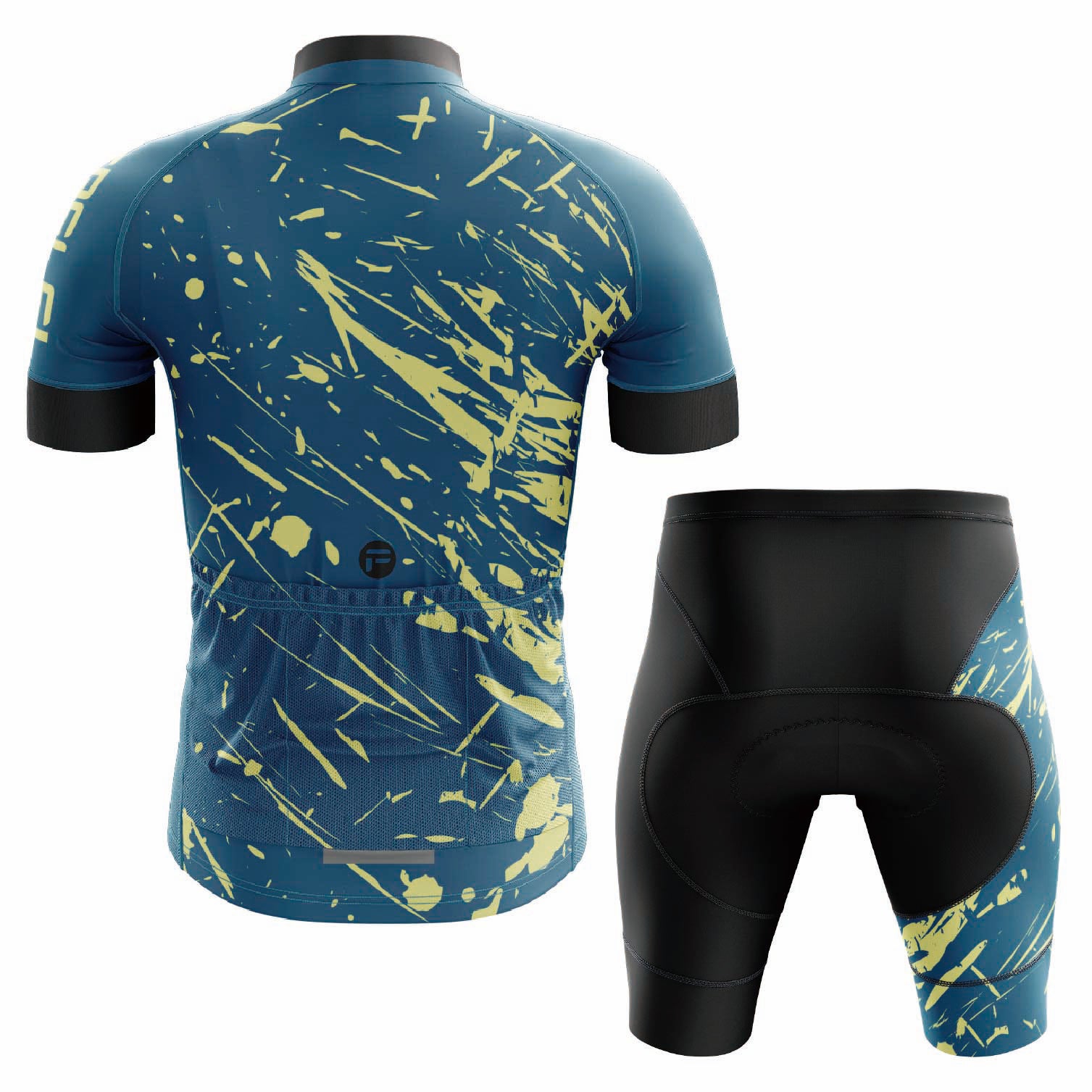 Conjunto de ciclismo de manga corta para hombre con salpicaduras amarillas