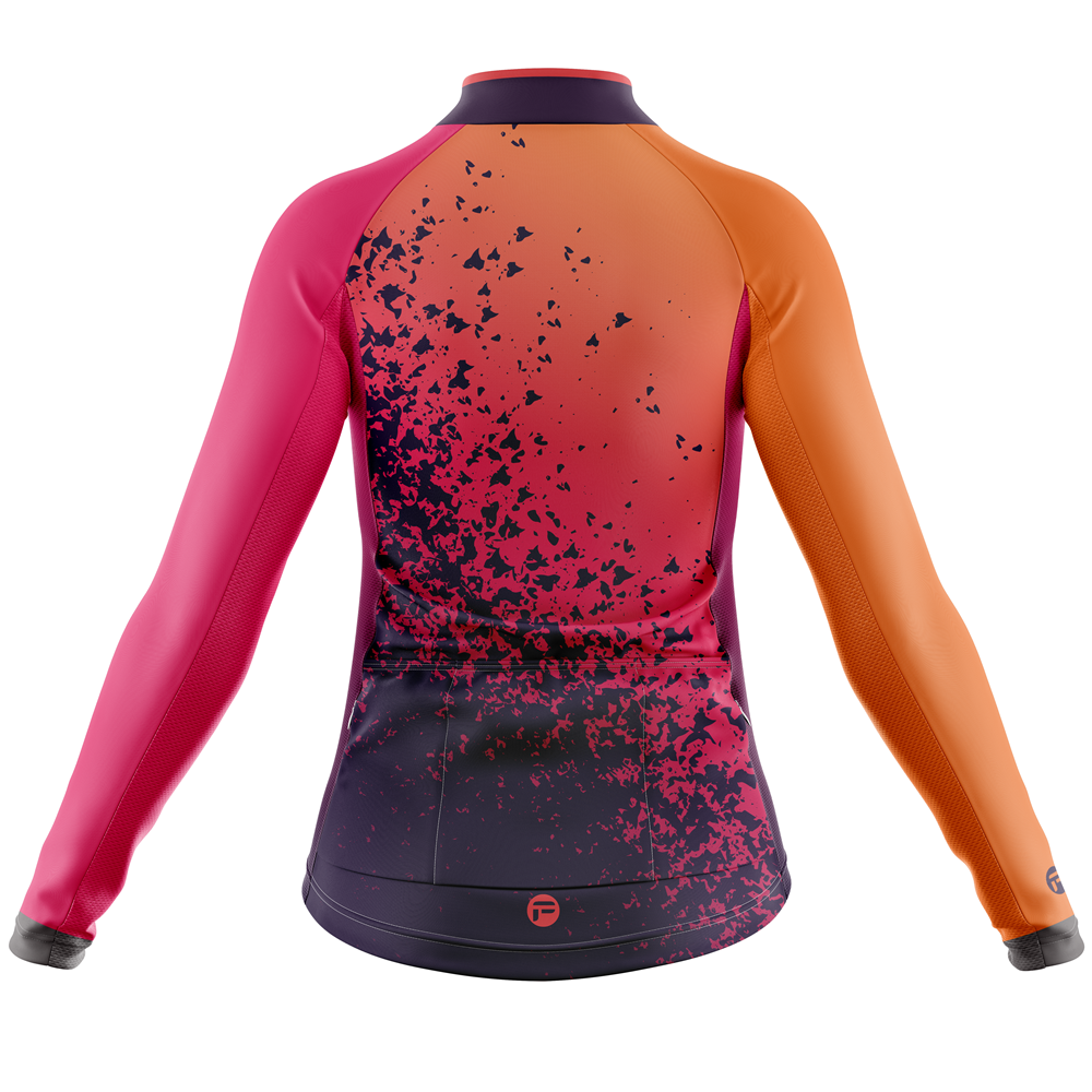 Maillot ciclista de manga larga para mujer Orange Volcano