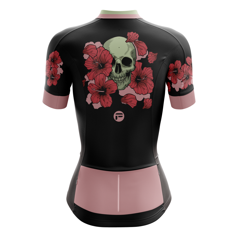 Skull Flowers | Women's Short Sleeve Cycling Jersey