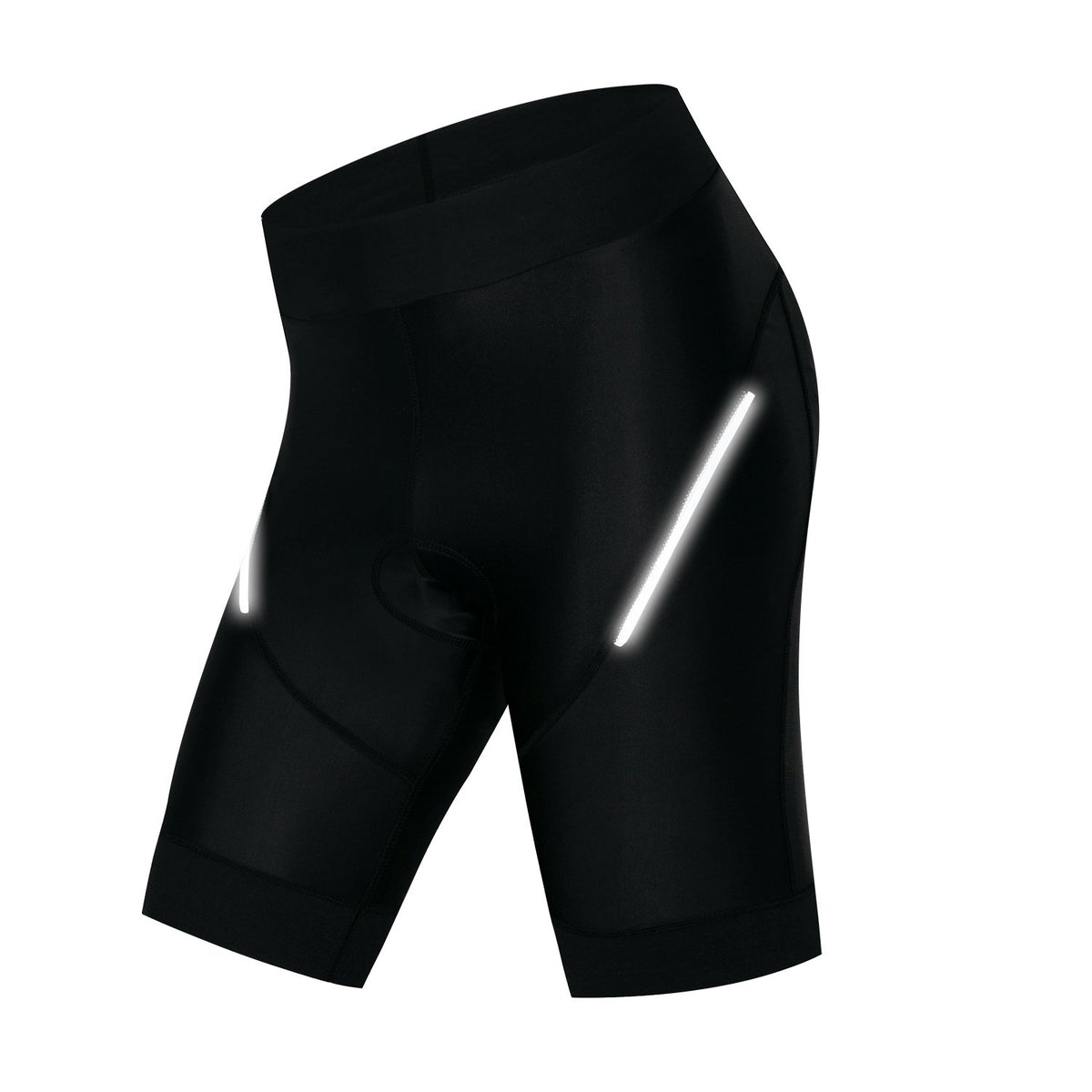 Women's Black Cycling Shorts with Reflective Strips