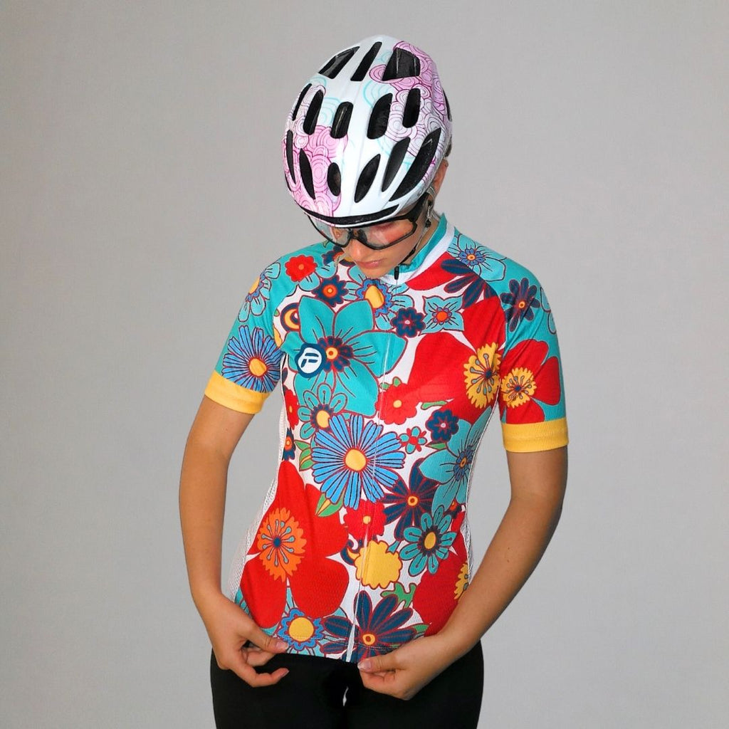 Biking Jersey Women Breathable Floral Bike Jersey Reflective