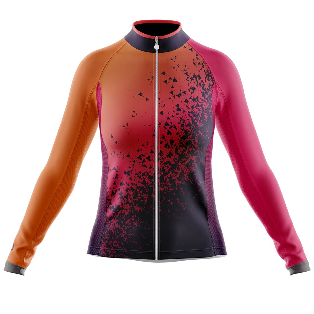 Conjunto de ciclismo de manga larga para mujer Volcán naranja