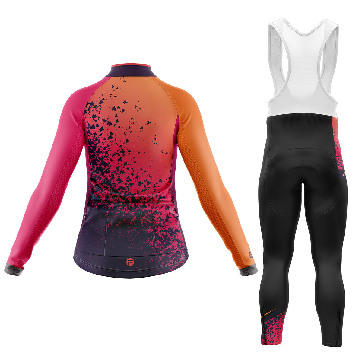 Conjunto de ciclismo de manga larga para mujer Volcán naranja