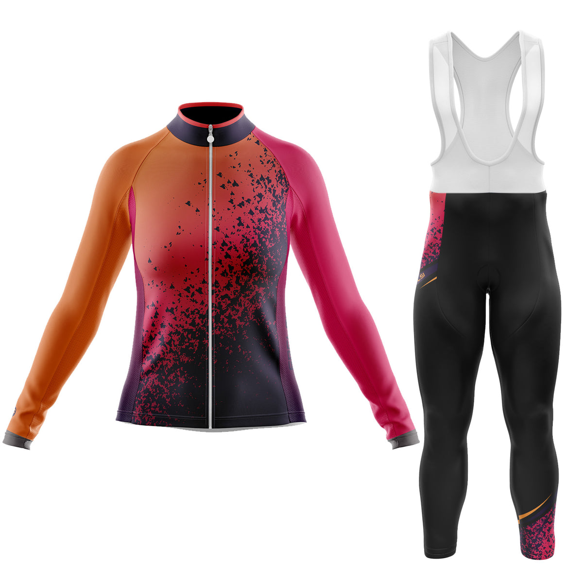 Conjunto de ciclismo de manga larga para mujer Volcán naranja