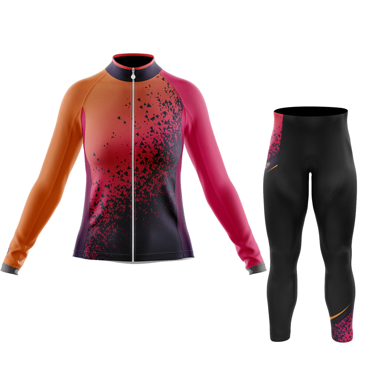 Conjunto de ciclismo de manga larga para mujer Volcán naranja