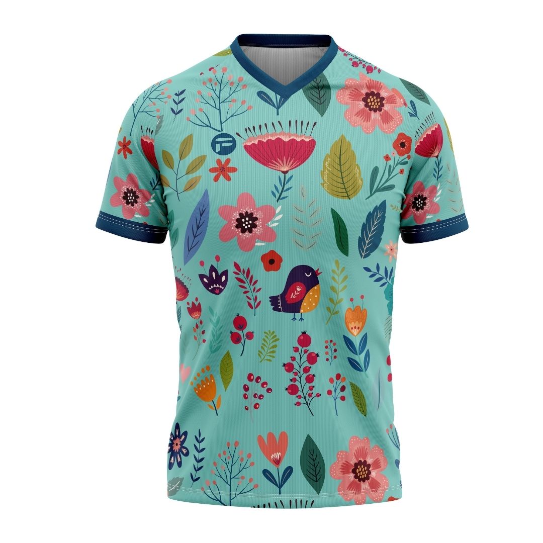 Hit the trails in bloom with the Blooming Garden short-sleeve MTB jersey from Cycling Frelsi.