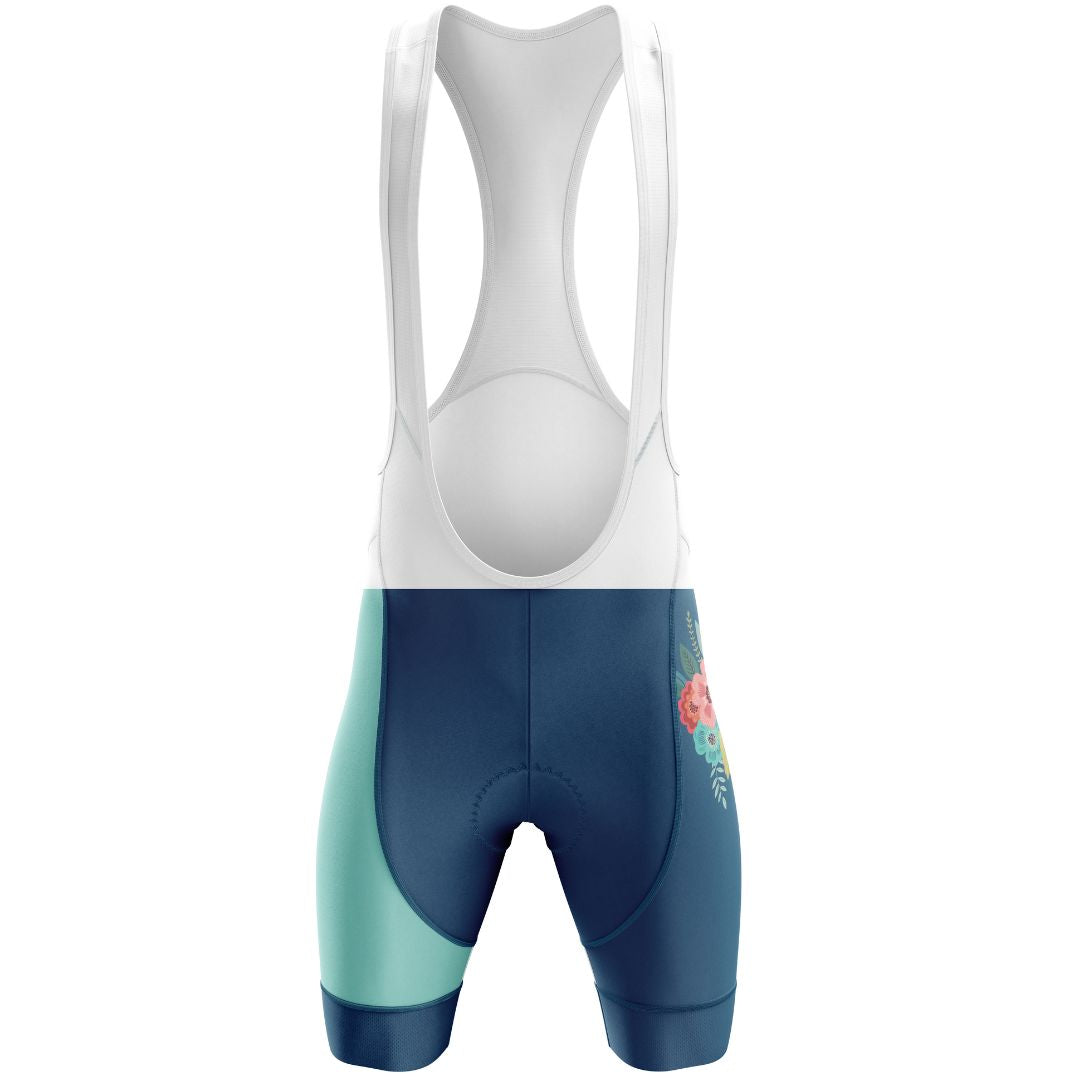 Blooming Garden Women's Cycling Kit featuring a vibrant and colorful floral design on a turquoise  background, designed for optimal comfort, breathability, and aerodynamics.