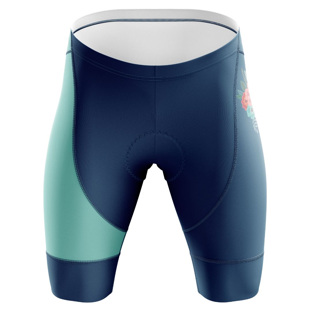 Blooming Garden Women's Cycling Kit featuring a vibrant and colorful floral design on a turquoise  background, designed for optimal comfort, breathability, and aerodynamics.