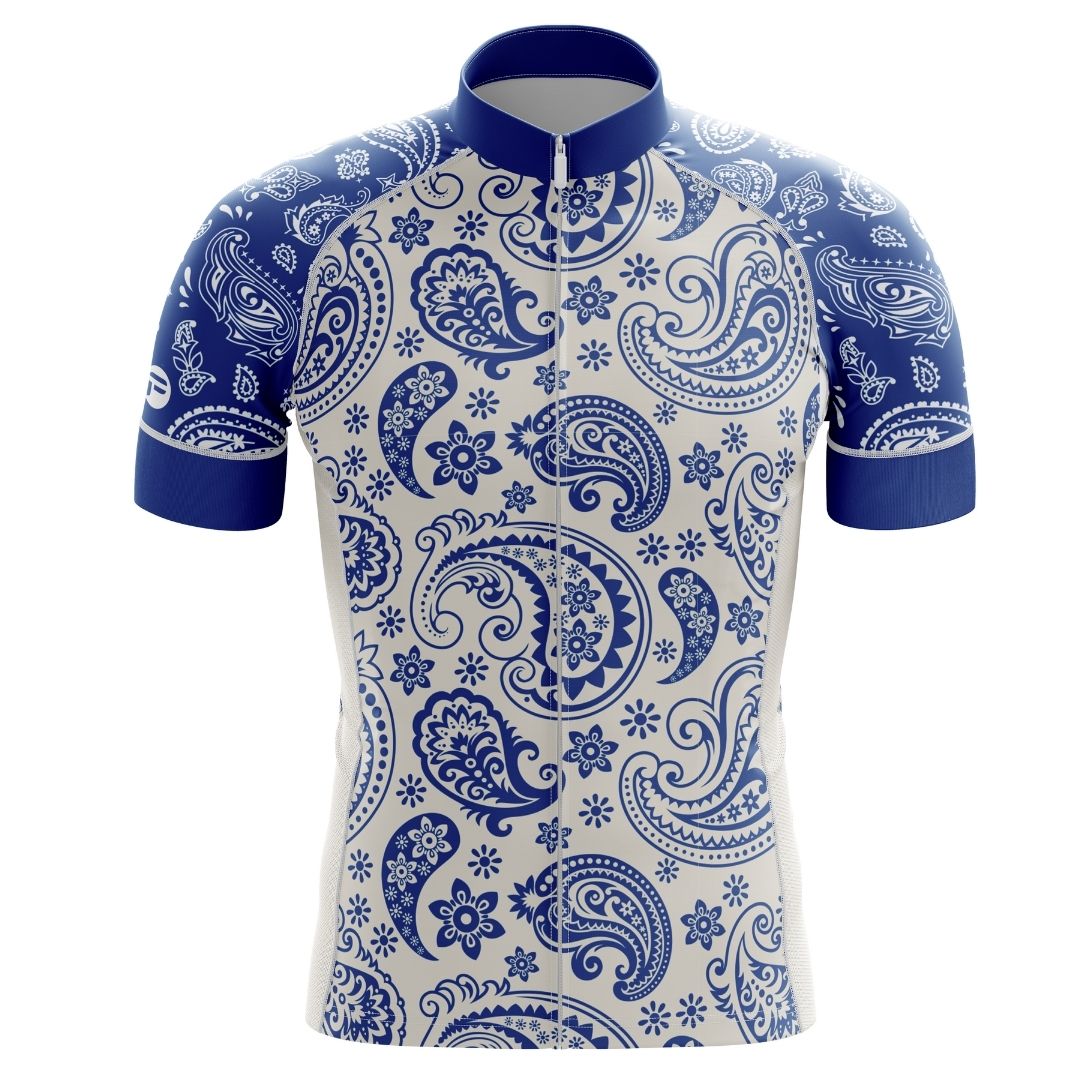 Blue Serenity |  Men's Cycling Jersey in blue and white colors with a pattern that reflects serenity