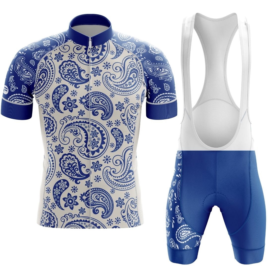 Blue Serenity Women's Cycling Kit featuring a stylish blue and white cycling jersey and matching shorts, designed for comfort, breathability, and aerodynamics
