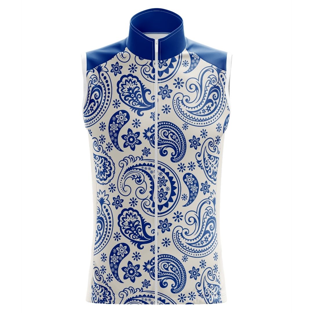 Blue Serenity Sleeveless Cycling Jersey featuring a stylish blue and white cycling jersey, designed for comfort, breathability, and aerodynamics